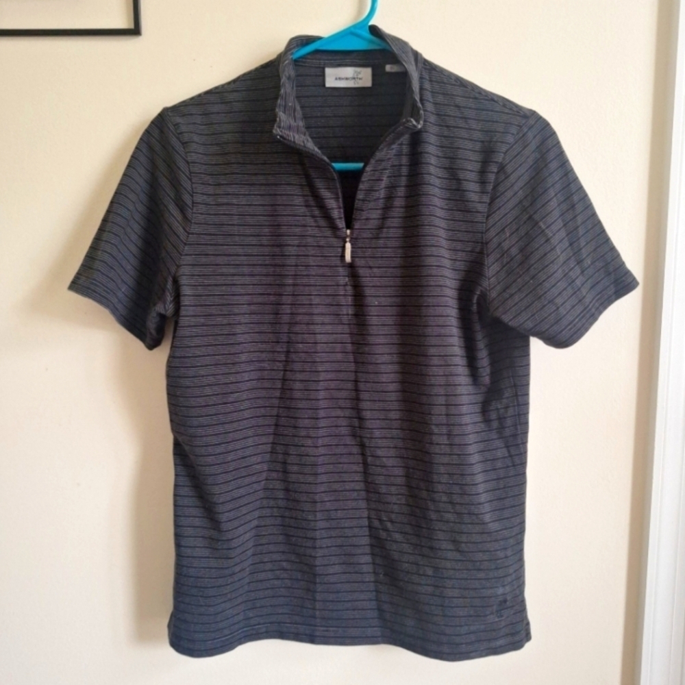 Ashworth Top Zip Closure Golf Polo Shirt Size Medium